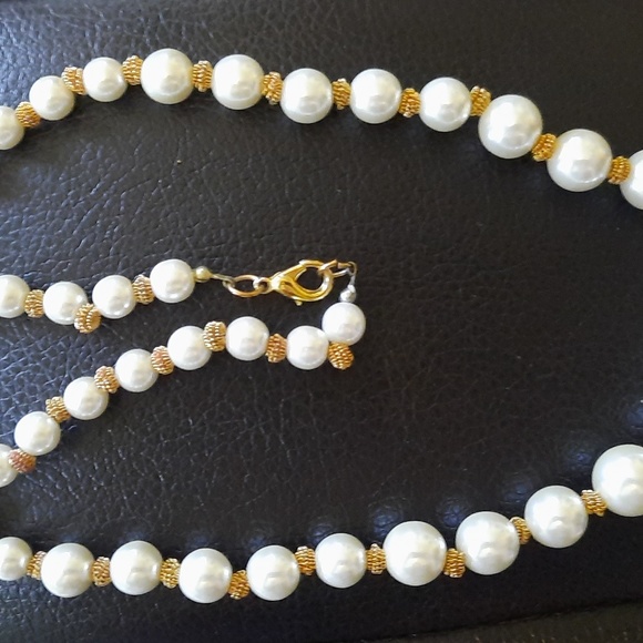 Faux Pearls Necklace with gold Tone Accent - Picture 5 of 5